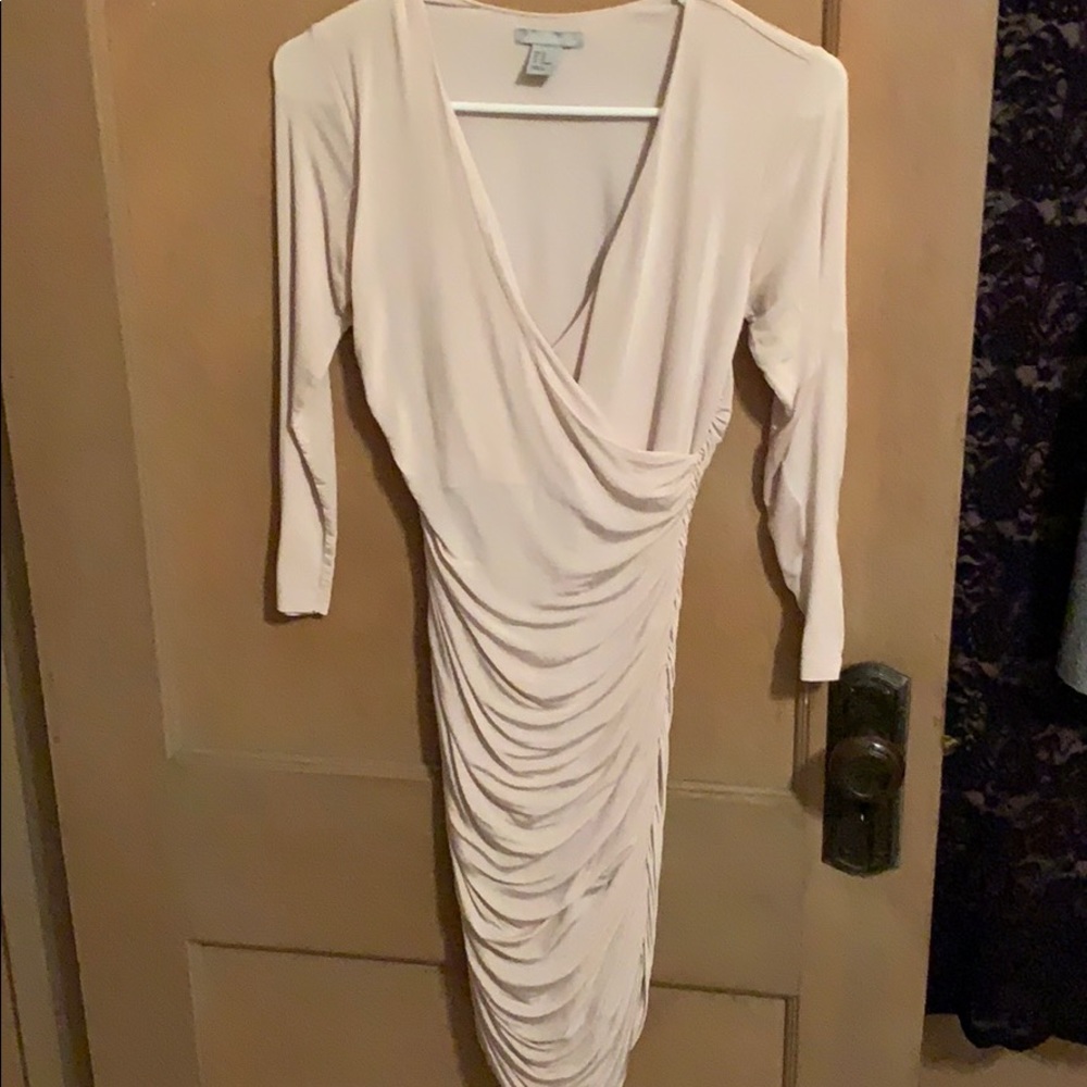H&M pale pink / nude faux wrap long sleep dress